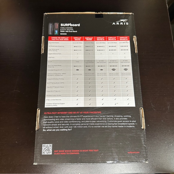 Arris SURFboard Cable Modem & Wifi Router Model SBG6580 N300 Motorola - Picture 4 of 13